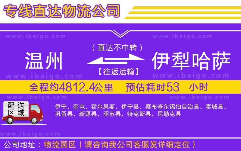 溫州到伊犁哈薩克自治州貨運專線