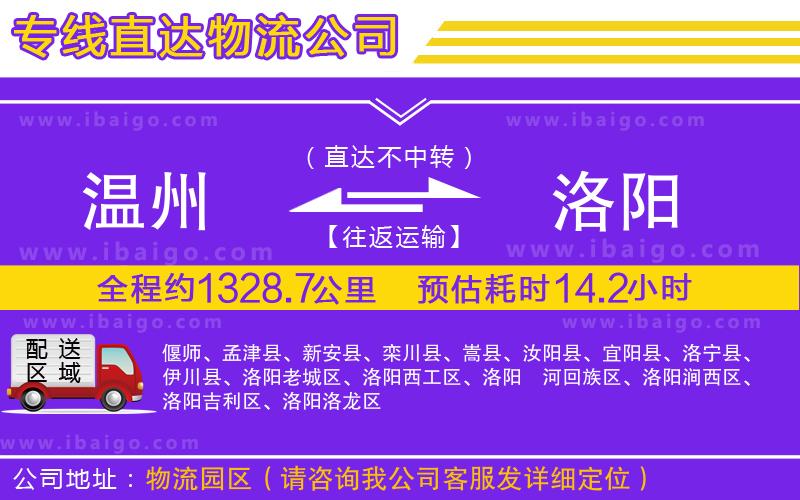 溫州到洛陽貨運專線