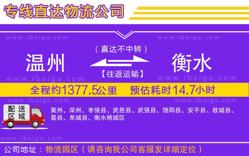 溫州到衡水貨運(yùn)專(zhuān)線(xiàn)