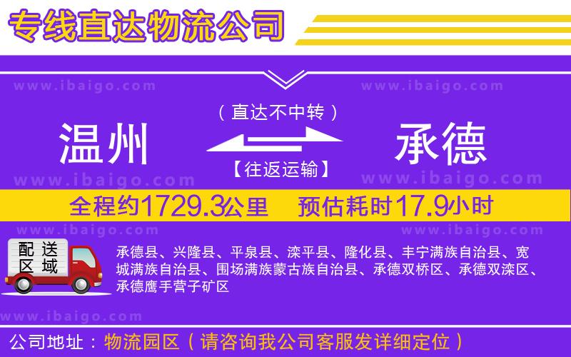 溫州到承德物流專線