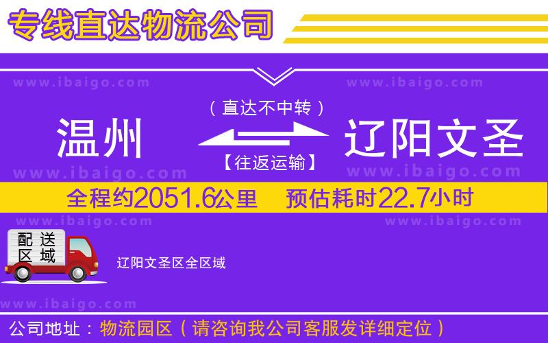 溫州到遼陽(yáng)文圣區(qū)貨運(yùn)專線
