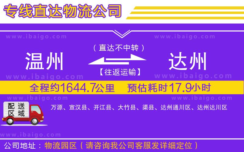 溫州到達州物流專線