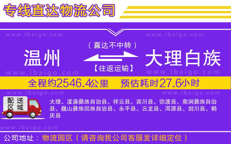 溫州到大理白族自治州貨運(yùn)專(zhuān)線