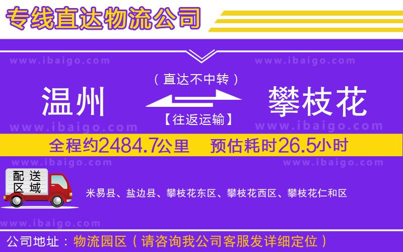 溫州到攀枝花貨運